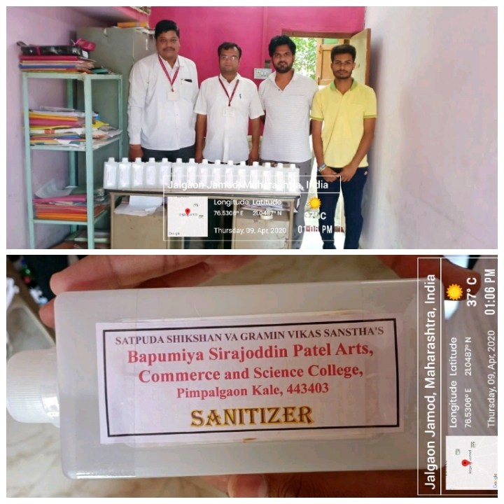 Preparation of Hand sanitizer at society office jalgaon jamod